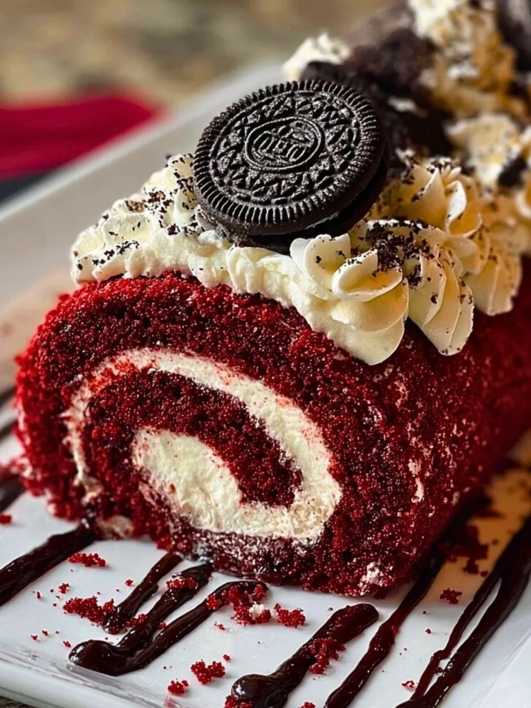 Red Velvet Oreo Cake Roll