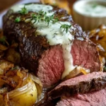 Roasted Beef Tenderloin with French Onions and Horseradish Sauce