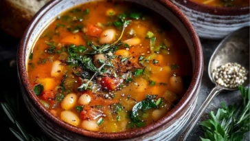 Rustic Tuscan Bean Soup with Fresh Herbs