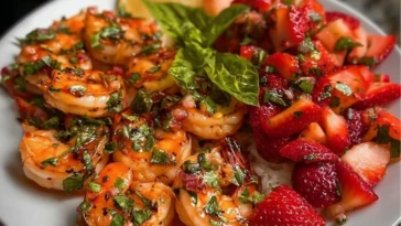 Saucy Lemon Herb Shrimp with Strawberry-Basil Salsa