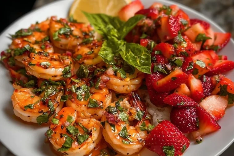 Saucy Lemon Herb Shrimp with Strawberry-Basil Salsa