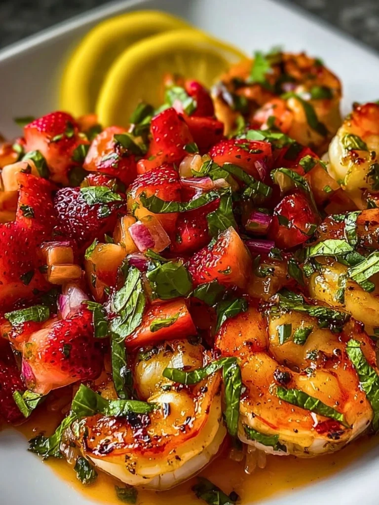 Saucy Lemon Herb Shrimp with Strawberry-Basil Salsa