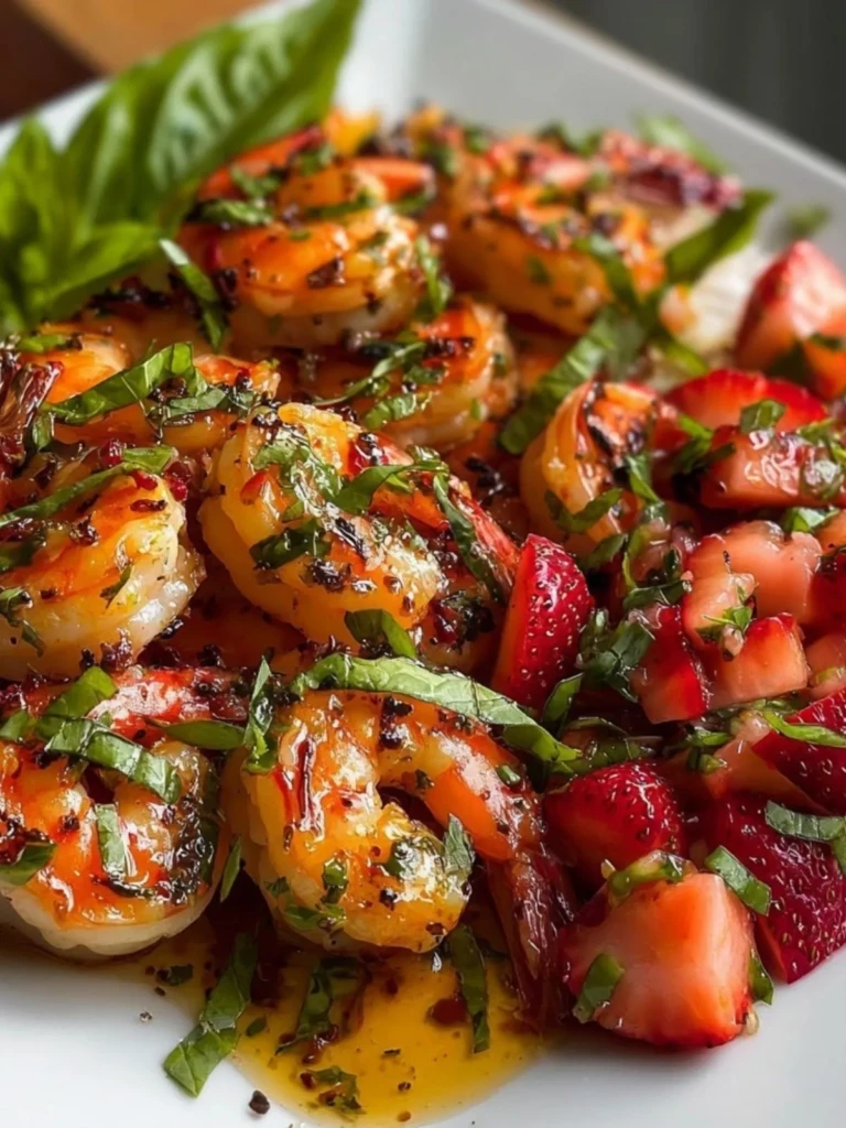 Saucy Lemon Herb Shrimp with Strawberry-Basil Salsa