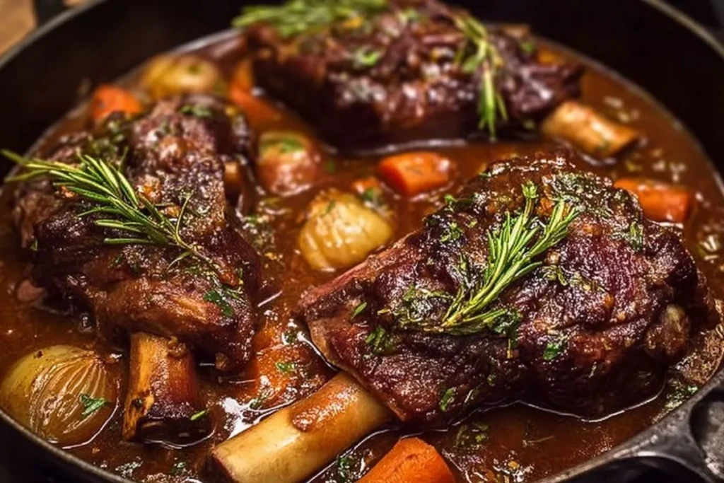 Slow-Cooked Lamb Shanks with Herb-Infused Gravy