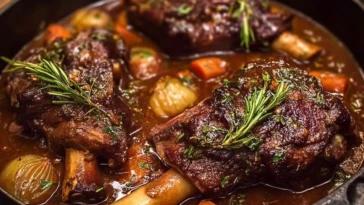 Slow-Cooked Lamb Shanks with Herb-Infused Gravy