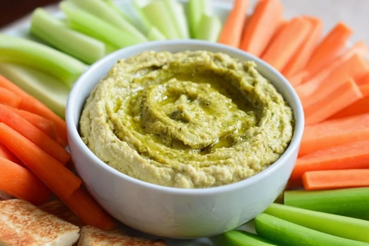 Snack Prep Veggie Sticks with Easy Pesto Hummus - 1