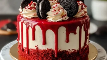 The Ultimate Oreo Red Velvet Cheesecake Drip Cake