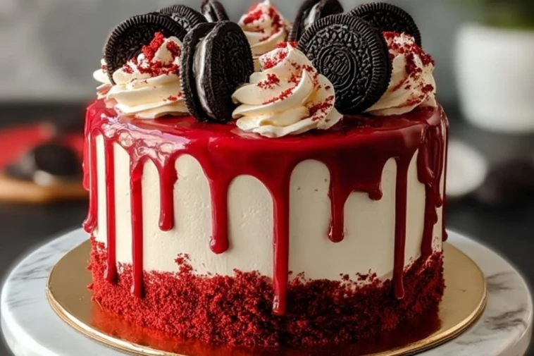 The Ultimate Oreo Red Velvet Cheesecake Drip Cake