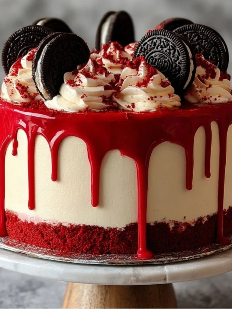The Ultimate Oreo Red Velvet Cheesecake Drip Cake