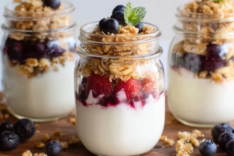 Yogurt Parfaits in mason jars - 1