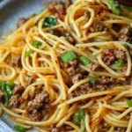 Asian-Style Ground Beef Spaghetti