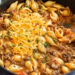 Beef and Shell Pasta One-pot meal with beef and pasta shells - 1