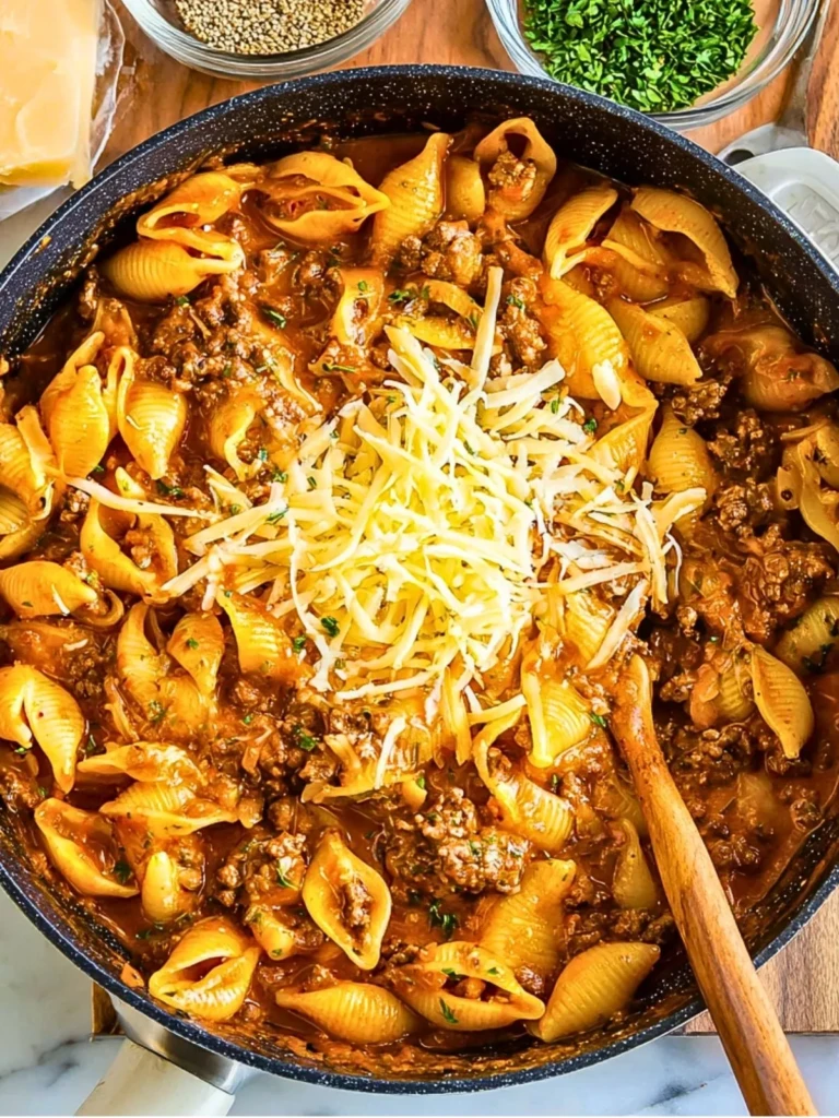 Beef and Shell Pasta One-pot meal with beef and pasta shells - 2