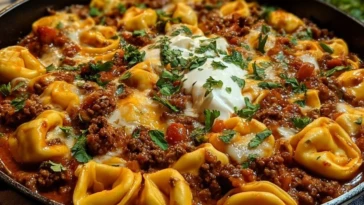 Beef Enchilada Tortellini Pasta dish with Mexican-inspired flavors - 1