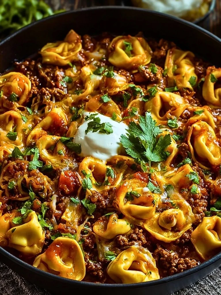 Beef Enchilada Tortellini Pasta dish with Mexican-inspired flavors - 2 