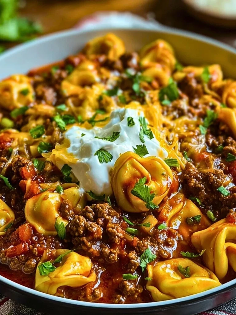 Beef Enchilada Tortellini Pasta dish with Mexican-inspired flavors - 3