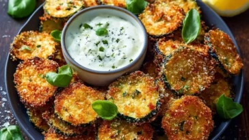 Crispy Zucchini Chips with Basil Mayo