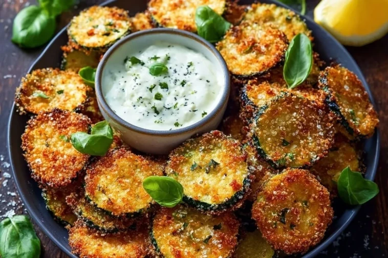 Crispy Zucchini Chips with Basil Mayo