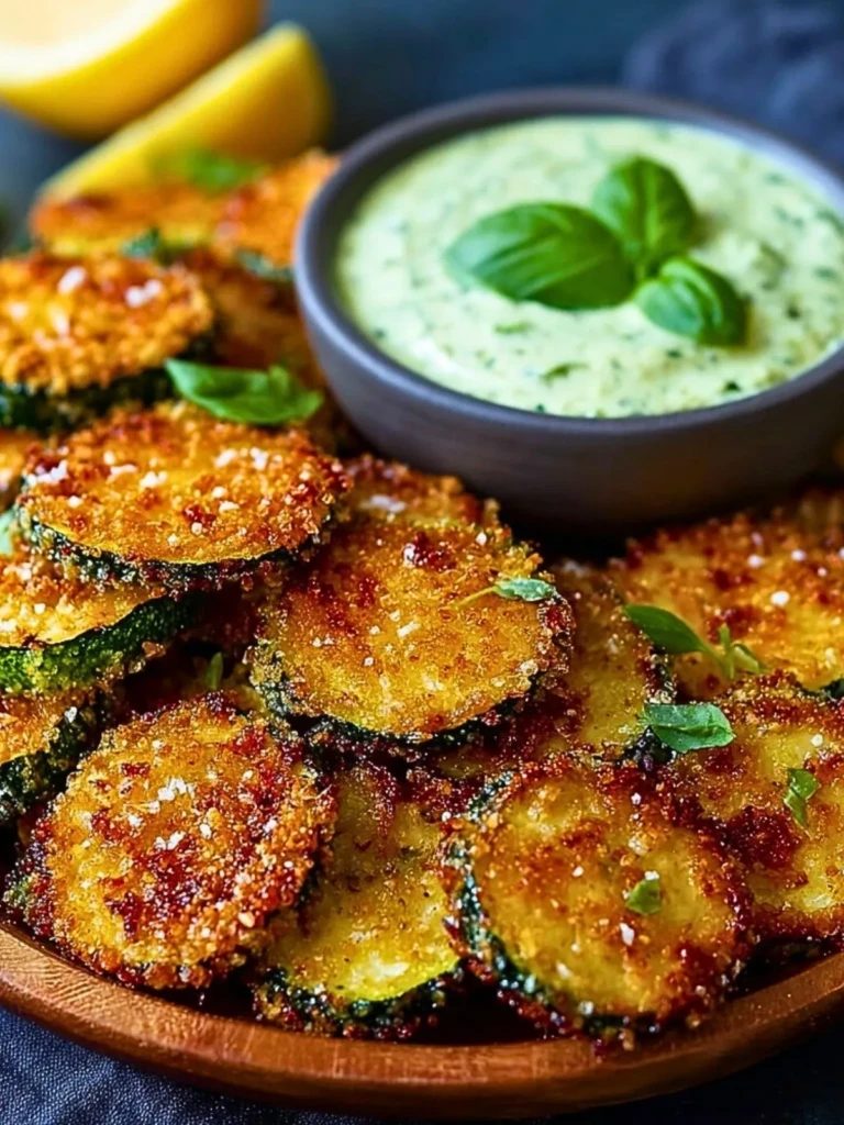 Crispy Zucchini Chips with Basil Mayo