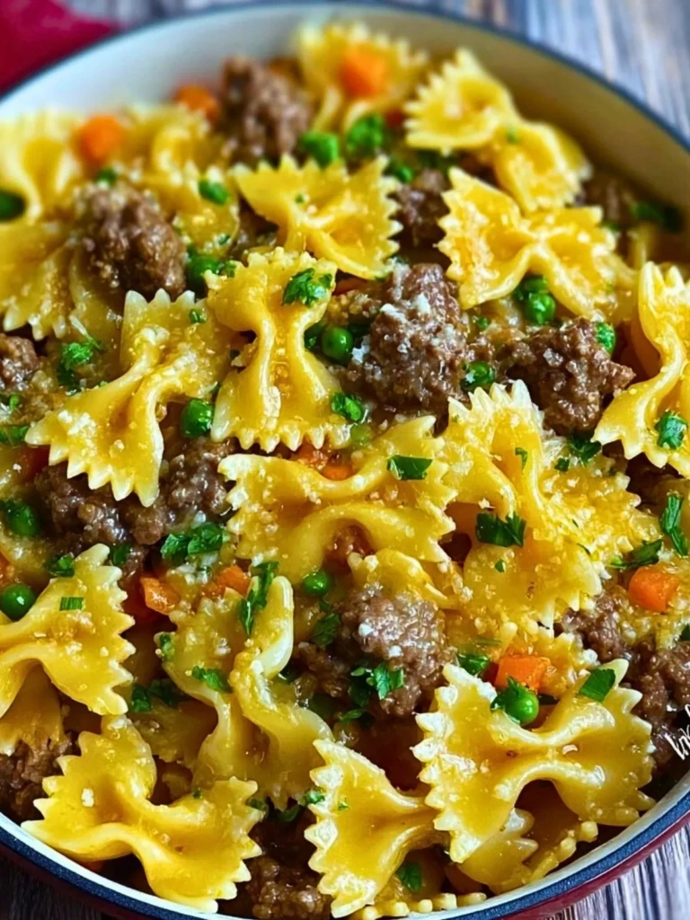 Garlic Butter Beef & Cheesy Bowtie Pasta
