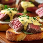 Grilled Beef Tenderloin Crostini with Béarnaise Sauce