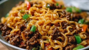 Mongolian Ground Beef Noodles