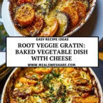 Root Veggie Gratin Baked vegetable dish with cheese - Pin 1