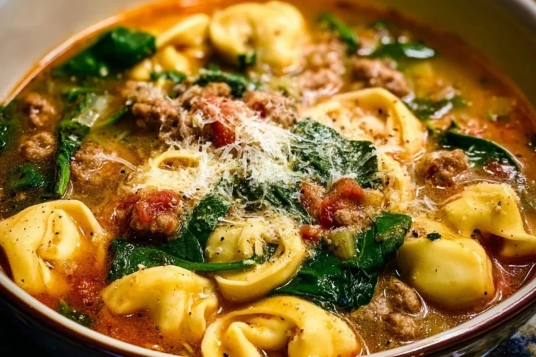 Sausage Tortellini Soup with Spinach & Fennel