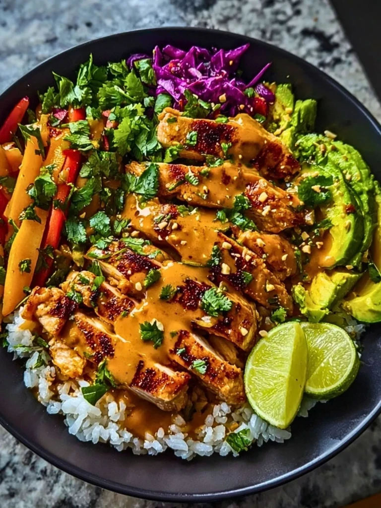 Spicy Thai Peanut Chicken Bowl