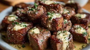 Steak Bites with Garlic Butter and Parmesan