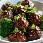 Sticky Mongolian Meatballs and Broccoli Asian-inspired dinner option - 1