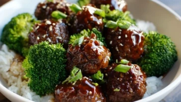Sticky Mongolian Meatballs and Broccoli Asian-inspired dinner option - 1