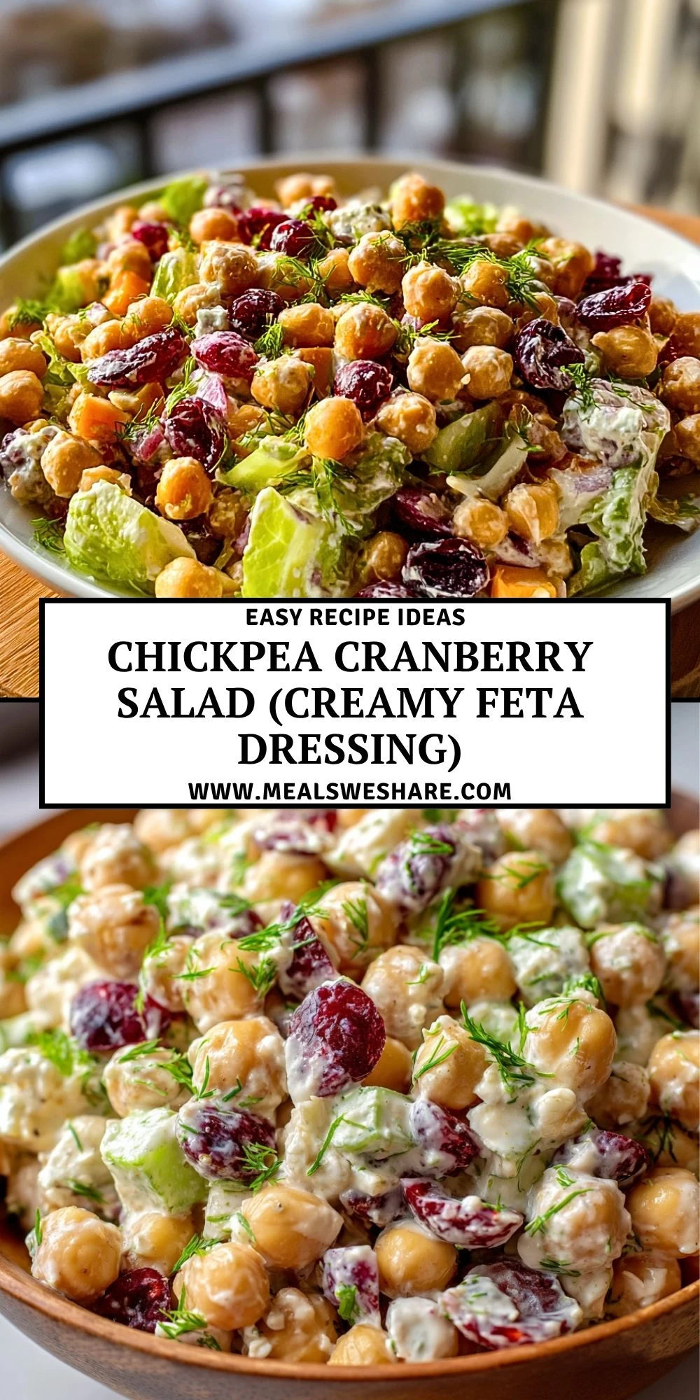 Chickpea Cranberry Salad (Creamy Feta Dressing) - Pin 1