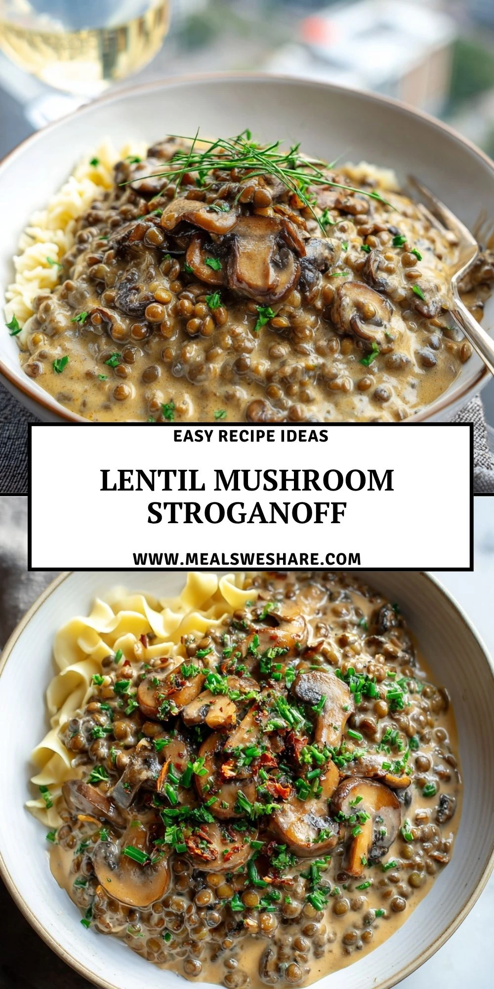 Lentil Mushroom Stroganoff - Pin 1