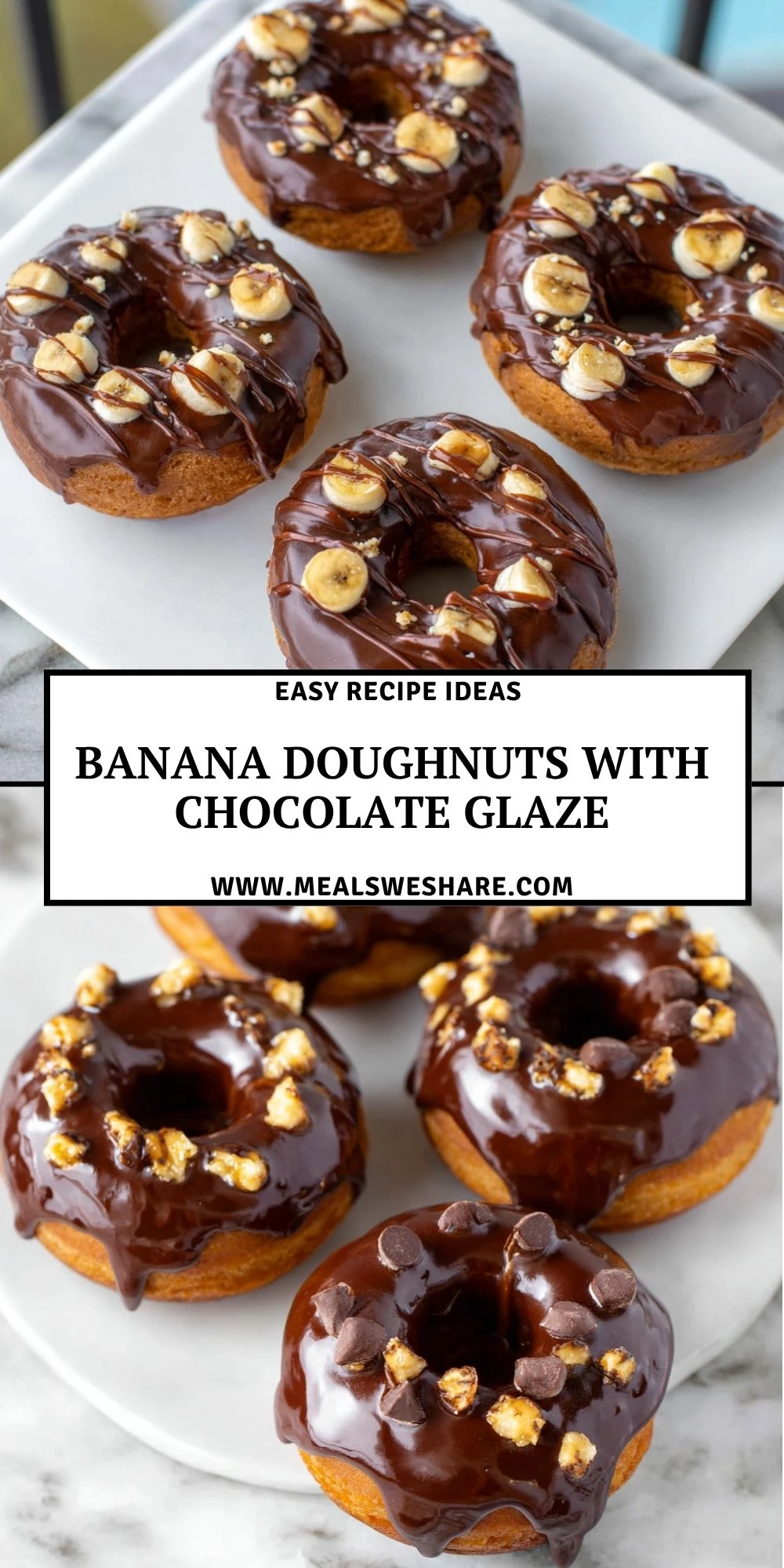 Banana Doughnuts with Chocolate Glaze - Pin 1